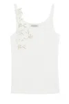 Ermanno Fitted Top With Floral Embroidery And Ribbed Texture In White