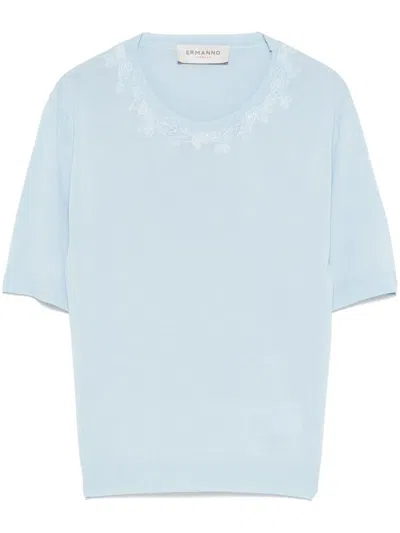 Ermanno Floral Embroidery T Shirt