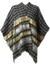 Ermanno Gallamini Striped Cape In Black