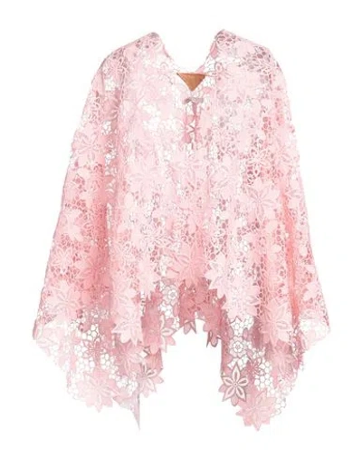 Ermanno Gallamini Woman Cape Pink Size Onesize Polyester, Cotton