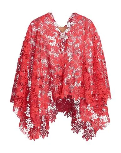 Ermanno Gallamini Woman Cape Red Size Onesize Polyester, Cotton