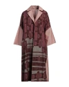 Ermanno Gallamini Woman Overcoat & Trench Coat Garnet Size M Linen, Virgin Wool, Silk In Red