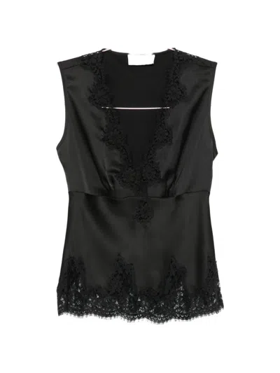 Ermanno Lace Detail Tank Top In Black