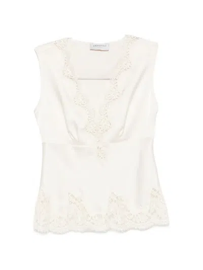 Ermanno Lace Detail Tank Top In White