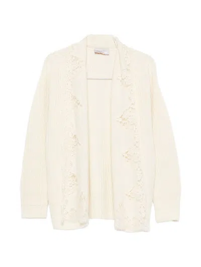 Ermanno Lace-trim Cotton Cardigan In White