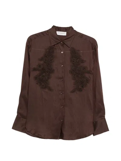 Ermanno Line Blend Shirt In Brown