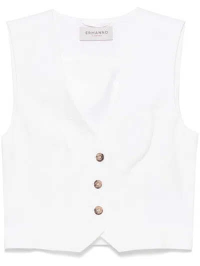 Ermanno Linen Blend Vest In White