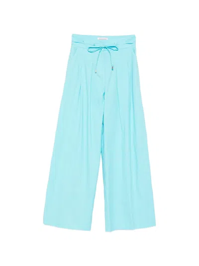 Ermanno Linen Cotton Elastane Pants In Blue