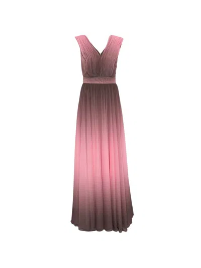 Ermanno Moro Noce Polyester Maxi Dress In Pink
