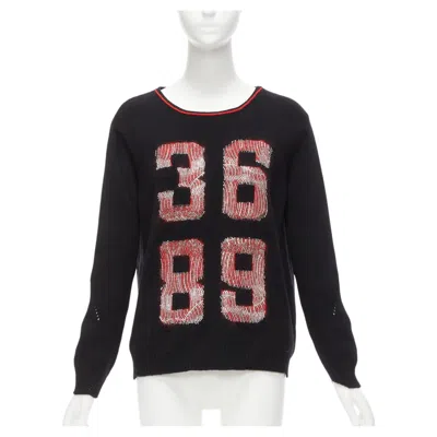 Pre-owned Ermanno Scervino 100% Cashmere Mohair 3689 Black Red Sweater It40 S