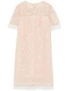 Ermanno Scervino Mini Dress With Scalloped Neckline And Lace Overlay