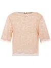 Ermanno Scervino Delicate Lace-overlay Top With Tulle Inserts And Rear Button Fastening