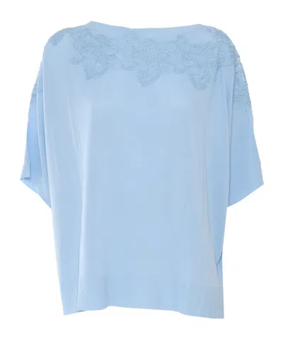 Ermanno Scervino 3/4 Sleeve Sweater In Blue