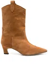 Ermanno Scervino Western-inspired Ankle Boots With Pointed Toe In Brown