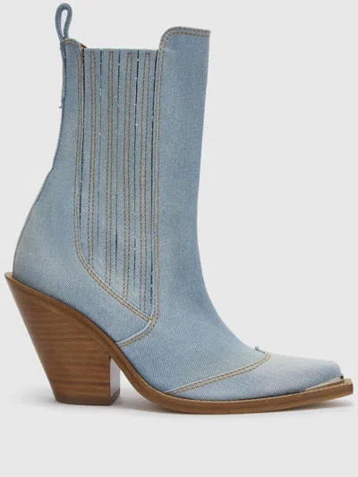 Ermanno Scervino 9.5mm Texan Ankle Boots In Blue