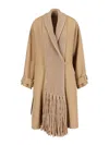 Ermanno Scervino Scarf Detail Coat In Beige
