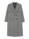 Ermanno Scervino Herringbone-pattern Double-breasted Coat In Gray