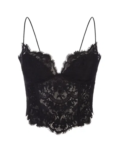 Ermanno Scervino Chantilly-lace Corset Top In Black