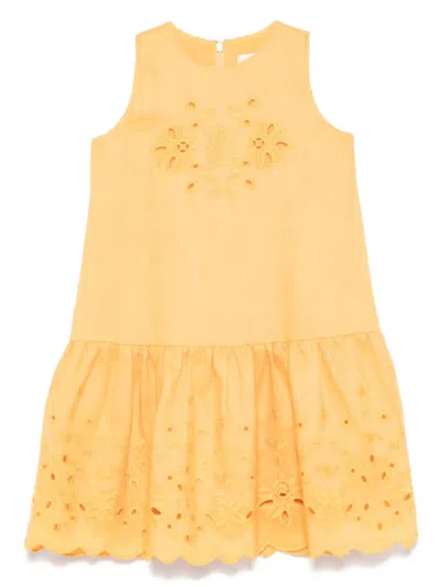 Ermanno Scervino Kids' Amber Yellow Sangallo Lace Dress