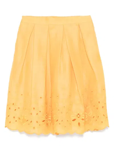 Ermanno Scervino Kids' Amber Yellow Sangallo Lace Skirt