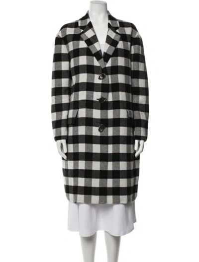 Pre-owned Ermanno Scervino Angora Plaid Print Coat In Black