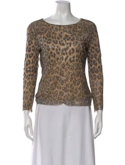 Pre-owned Ermanno Scervino Animal Print Crew Neck Top In Neutral