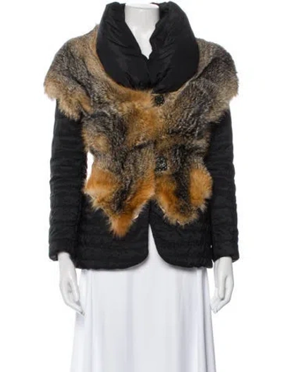Pre-owned Ermanno Scervino Animal Print Down Jacket In Black