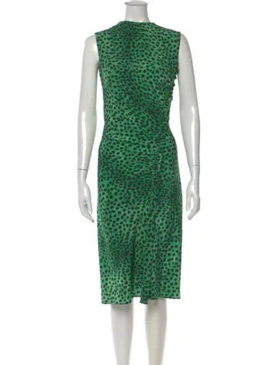 Pre-owned Ermanno Scervino Animal Print Midi Length Dress In Green