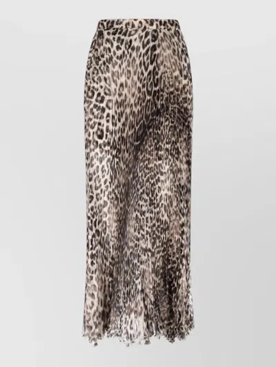 Ermanno Scervino Animal Print Pleated Midi Skirt Elastic Waistband