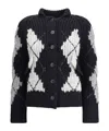 Ermanno Scervino Argyle-pattern Knitted Cardigan In Black