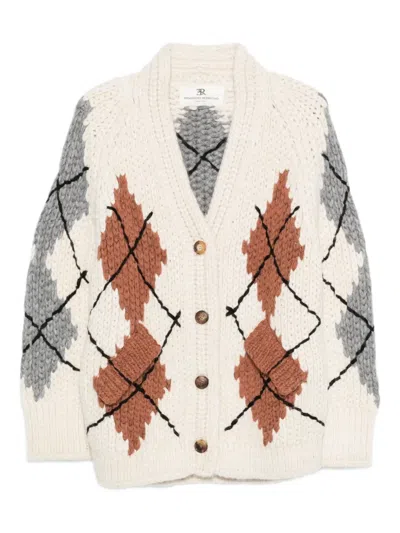 Ermanno Scervino Argyle-pattern Buttoned Cardigan In White