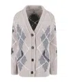 Ermanno Scervino Argyle-pattern Pocket Cardigan In Gray