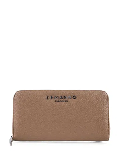 Ermanno Scervino Aria Pebbled Zip-around Wallet In Brown