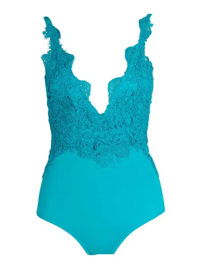 Ermanno Scervino Whole Costume With Lace In Blue