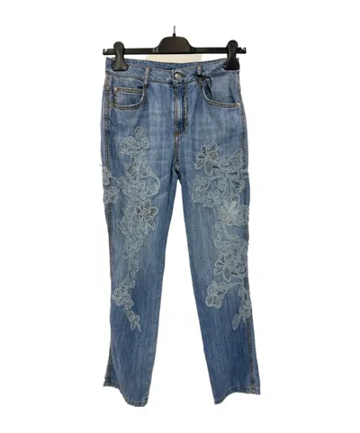 Ermanno Scervino Bag Details Denim Trousers In Blue