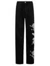 Ermanno Scervino Relaxed Fit Denim Trousers Floral Embroidery In Black