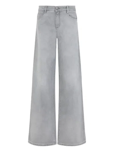 Ermanno Scervino Baggy Jeans With Embroidered Back Pockets In Gray