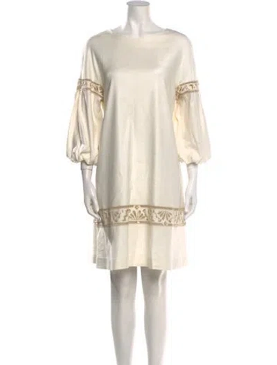 Pre-owned Ermanno Scervino Bateau Neckline Knee-length Dress In Neutral