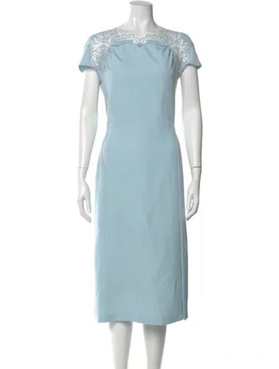 Pre-owned Ermanno Scervino Bateau Neckline Midi Length Dress In Blue