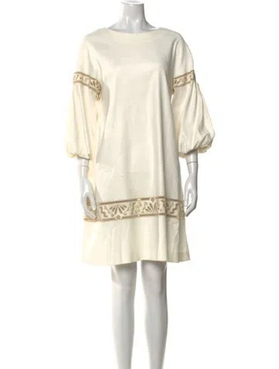 Pre-owned Ermanno Scervino Bateau Neckline Mini Dress In Neutral