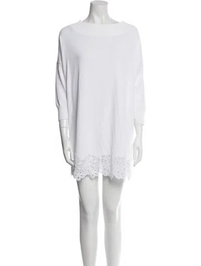 Pre-owned Ermanno Scervino Bateau Neckline Mini Dress In White