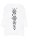 Ermanno Scervino Bead-embellished Diamond-pattern T-shirt In White