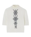 Ermanno Scervino Bead-embellished Diamond-pattern T-shirt In White