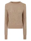 Ermanno Scervino Beaded Knit Sweater In Neutral