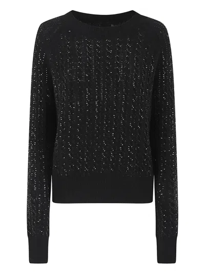 Ermanno Scervino Beaded Wool Sweater In Black