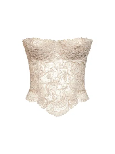 Ermanno Scervino Embroidered Lace-design Corset Top In White