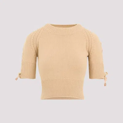 Ermanno Scervino Beige Knit Cashmere Pullover In Neutral