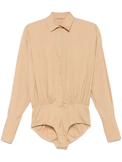 Ermanno Scervino Beige Long Sleeve Button Shirt In Nude