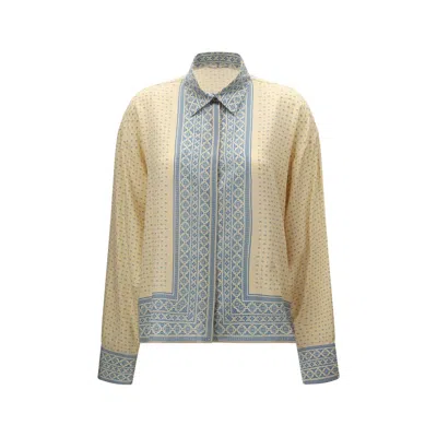 Ermanno Scervino Silk Shirt With Geometric Print In Multi