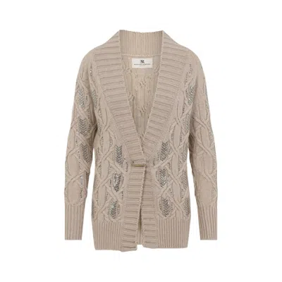 ERMANNO SCERVINO BEIGE VIRGIN WOOL CARDIGAN